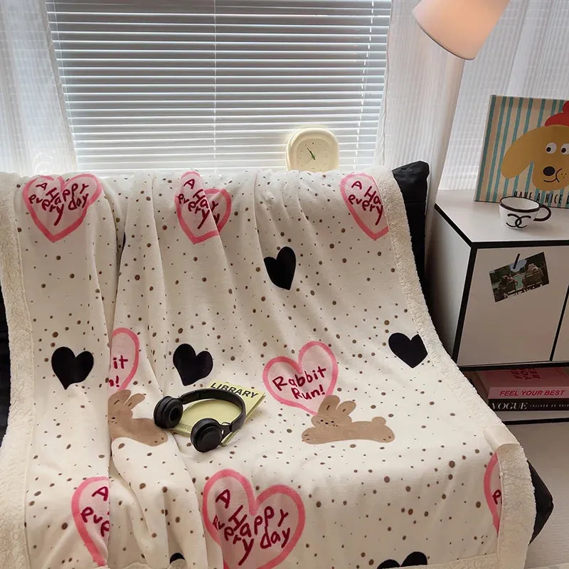 Romantic Pink Love Pattern Blanket