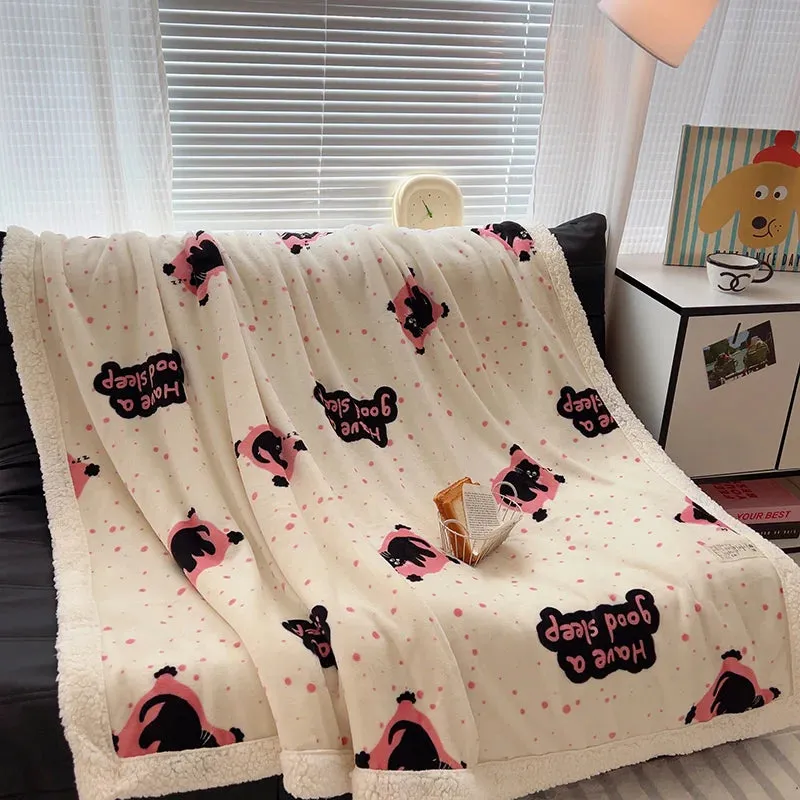 Romantic Pink Love Pattern Blanket