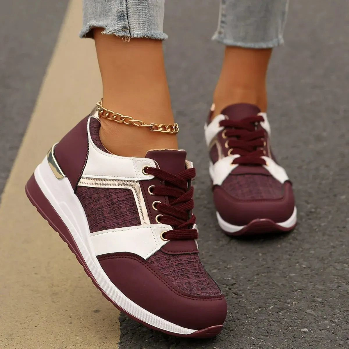 Round Toe Platform Sneakers
