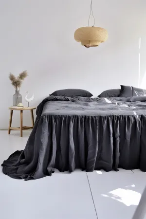 Ruffle bedskirt - dark gray