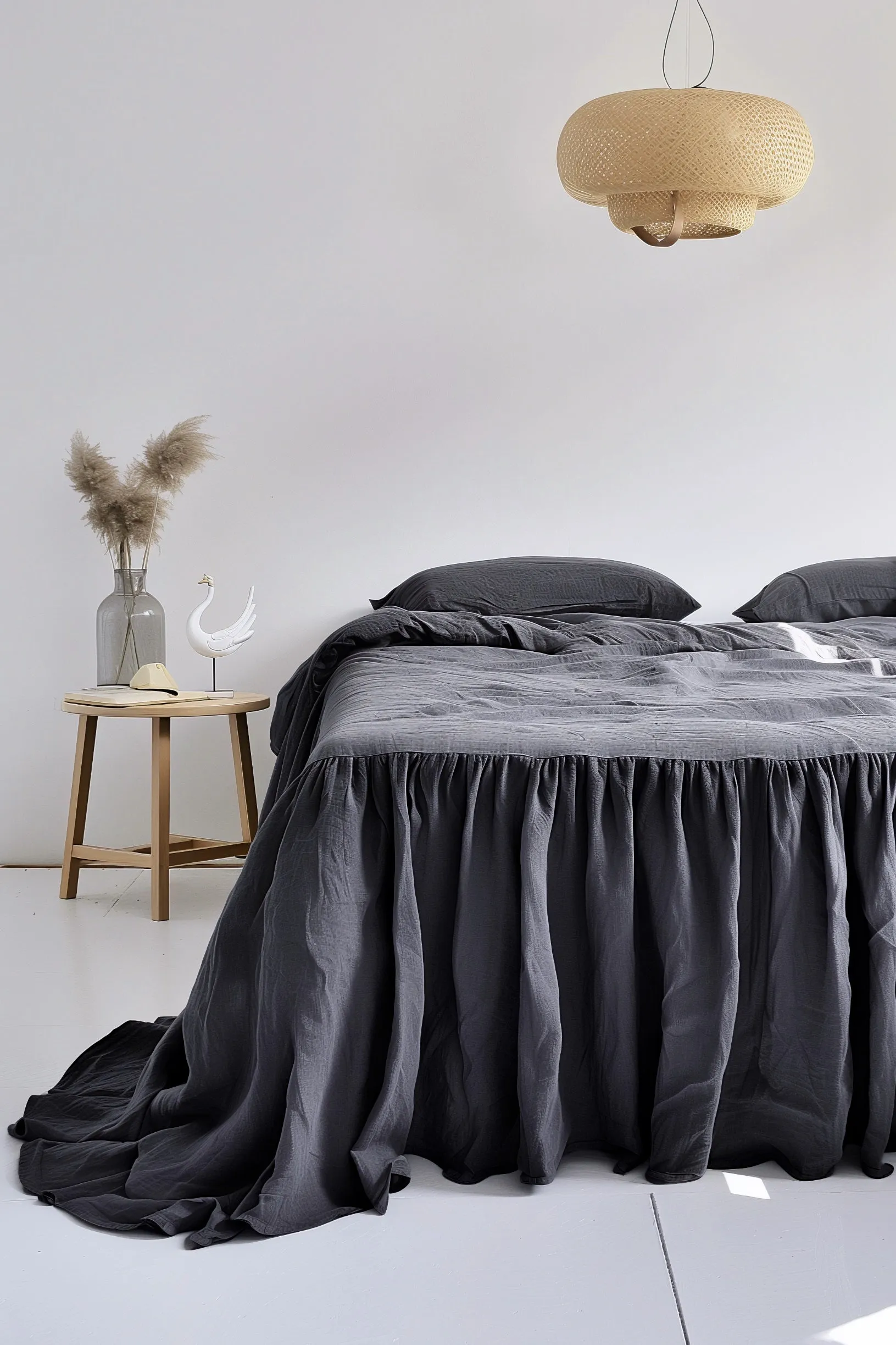 Ruffle bedskirt - dark gray