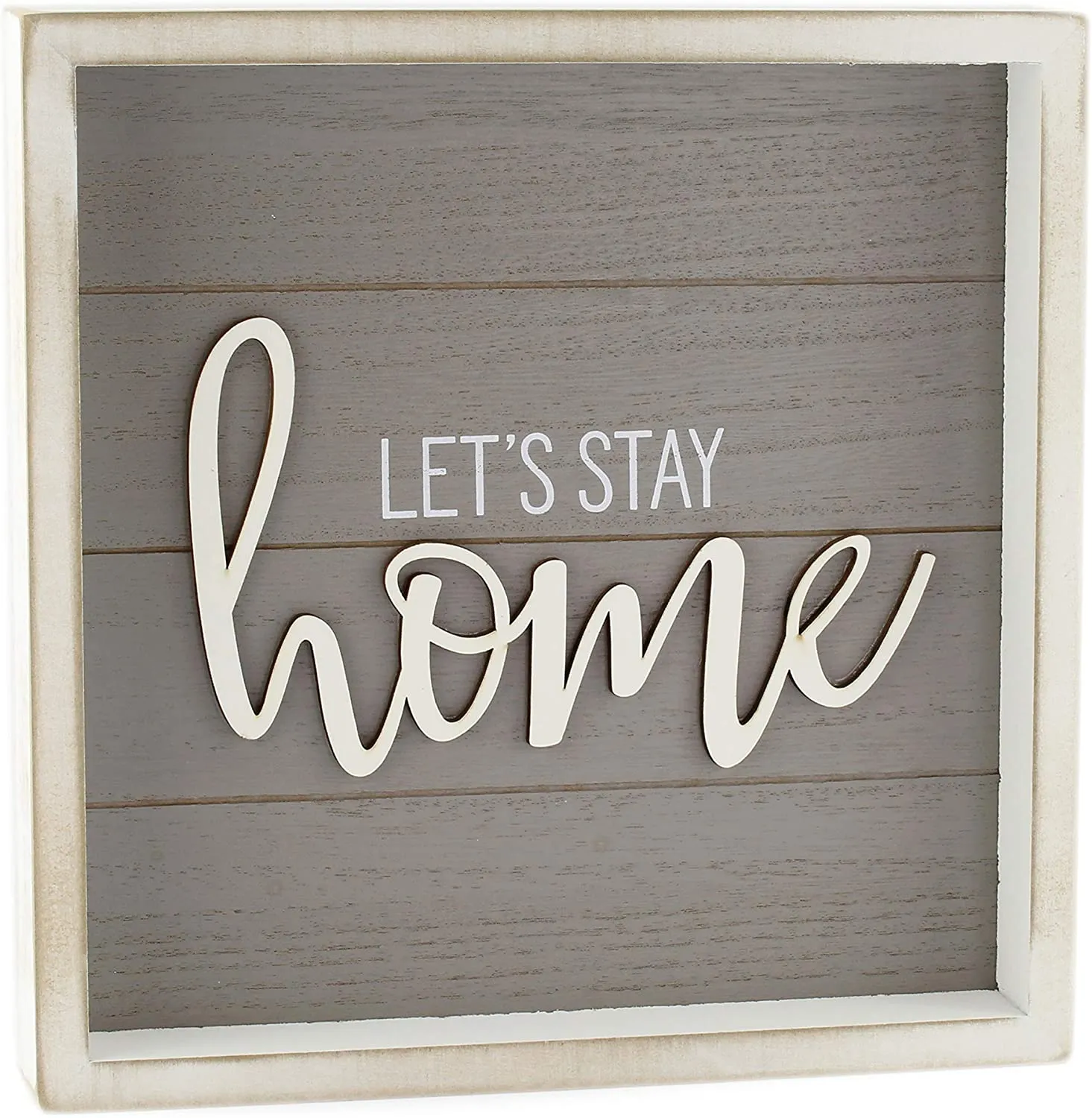 Rustic Home Sign, Lets Stay Home (Gray, Case of 10)