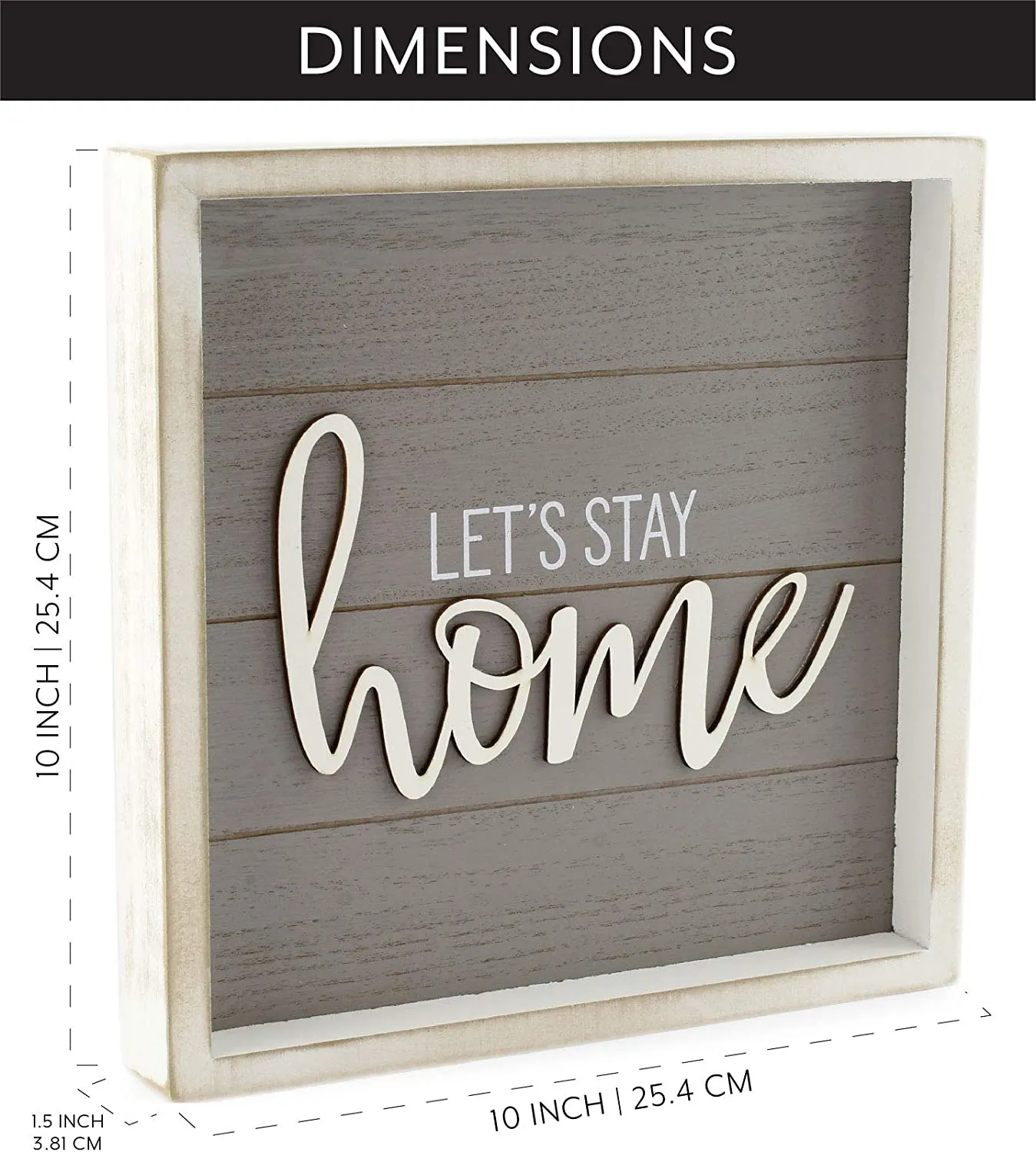 Rustic Home Sign, Lets Stay Home (Gray, Case of 10)
