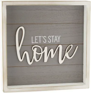 Rustic Home Sign, Lets Stay Home (Gray, Case of 10)