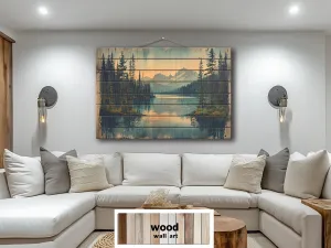 Rustic Mountain Lake Wood Sign Wall Decor For Lake House