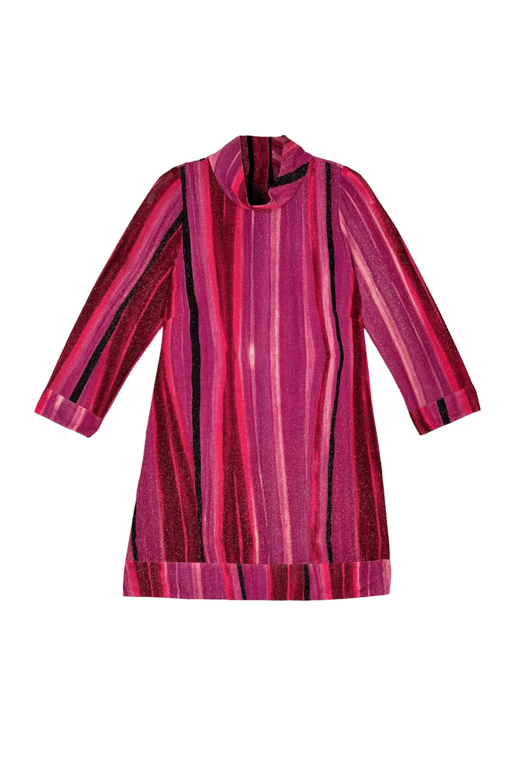 SAMPLE - Long Sleeve Mod Dress- Fuchsia Lurex