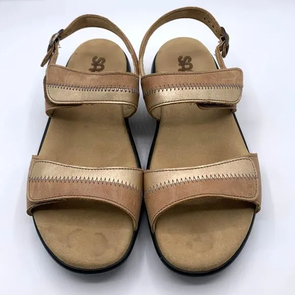 SAS Nudu Sandal Womens 8 W Dawn Orthopedic Comfort Adjustable Strap Suede Lined