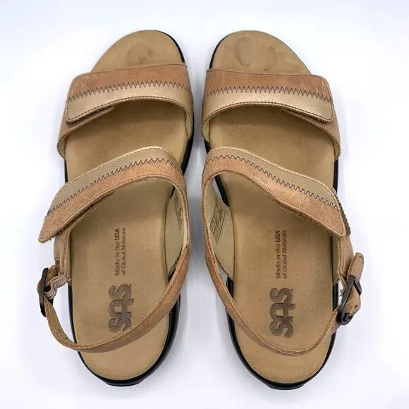 SAS Nudu Sandal Womens 8 W Dawn Orthopedic Comfort Adjustable Strap Suede Lined