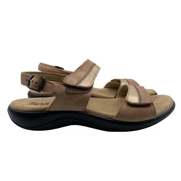 SAS Nudu Sandal Womens 8 W Dawn Orthopedic Comfort Adjustable Strap Suede Lined