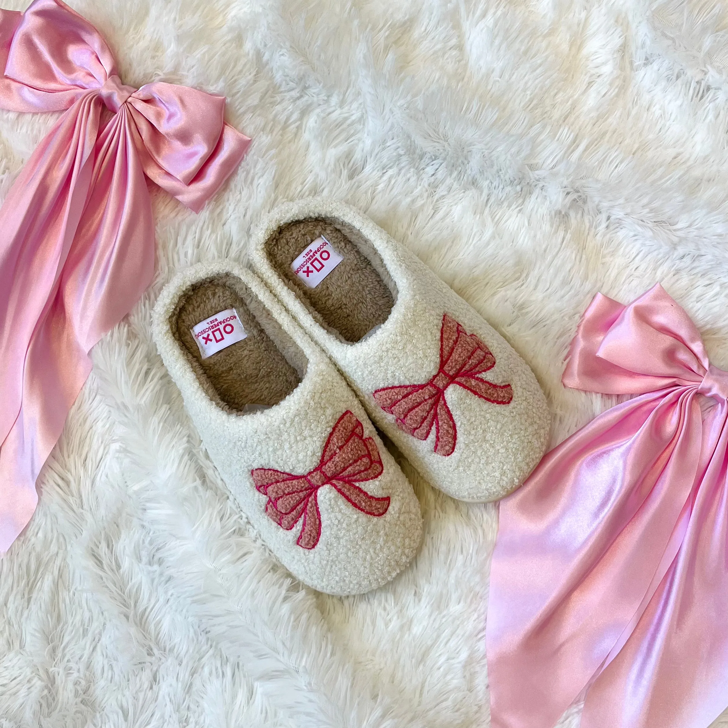 Sashay in Style Pink Bow Slippers