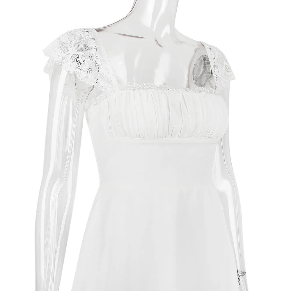 SATIN  LACE MINI DRESS
