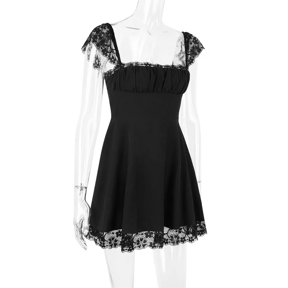 SATIN  LACE MINI DRESS