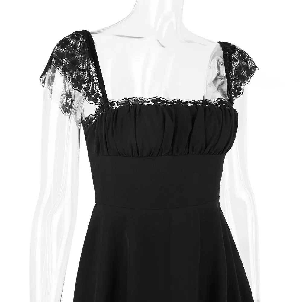 SATIN  LACE MINI DRESS