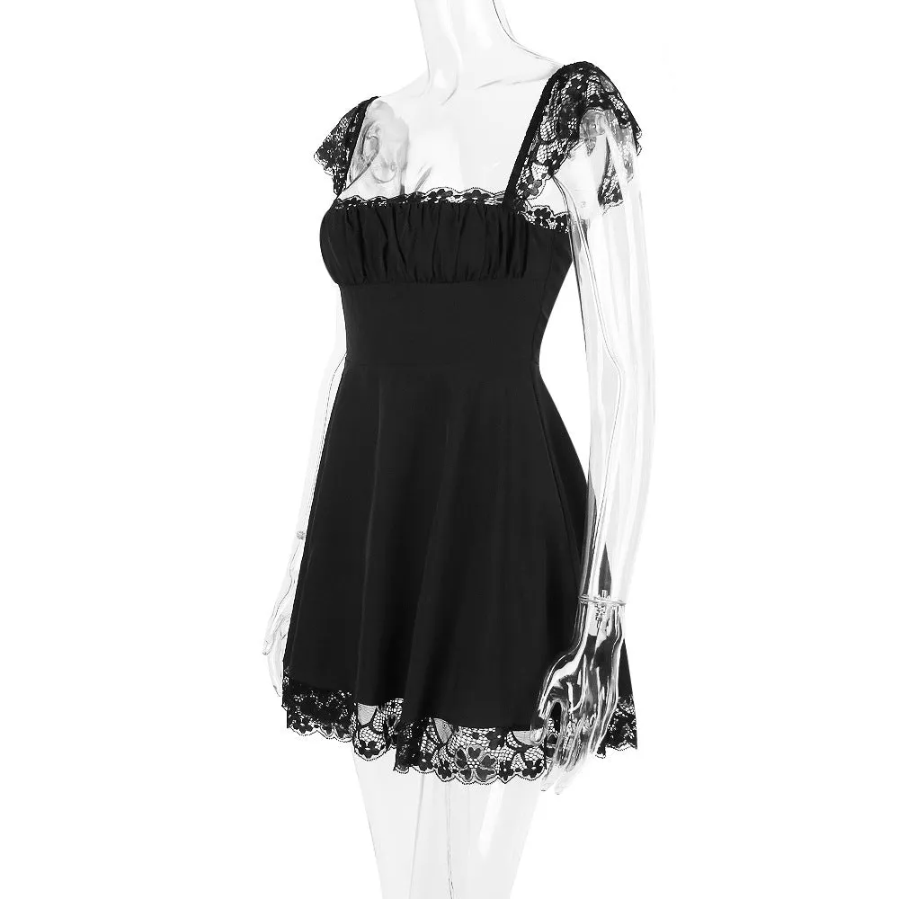 SATIN  LACE MINI DRESS
