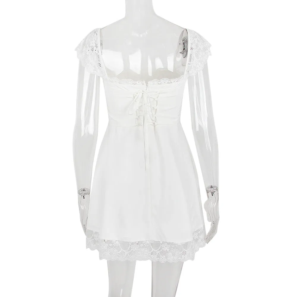 SATIN  LACE MINI DRESS