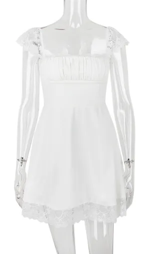 SATIN  LACE MINI DRESS
