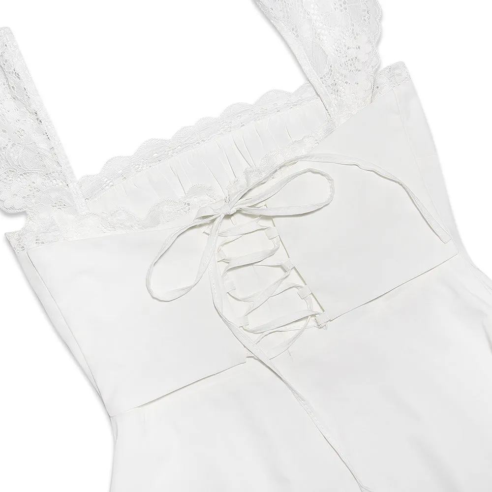 SATIN  LACE MINI DRESS