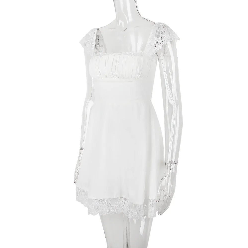 SATIN  LACE MINI DRESS