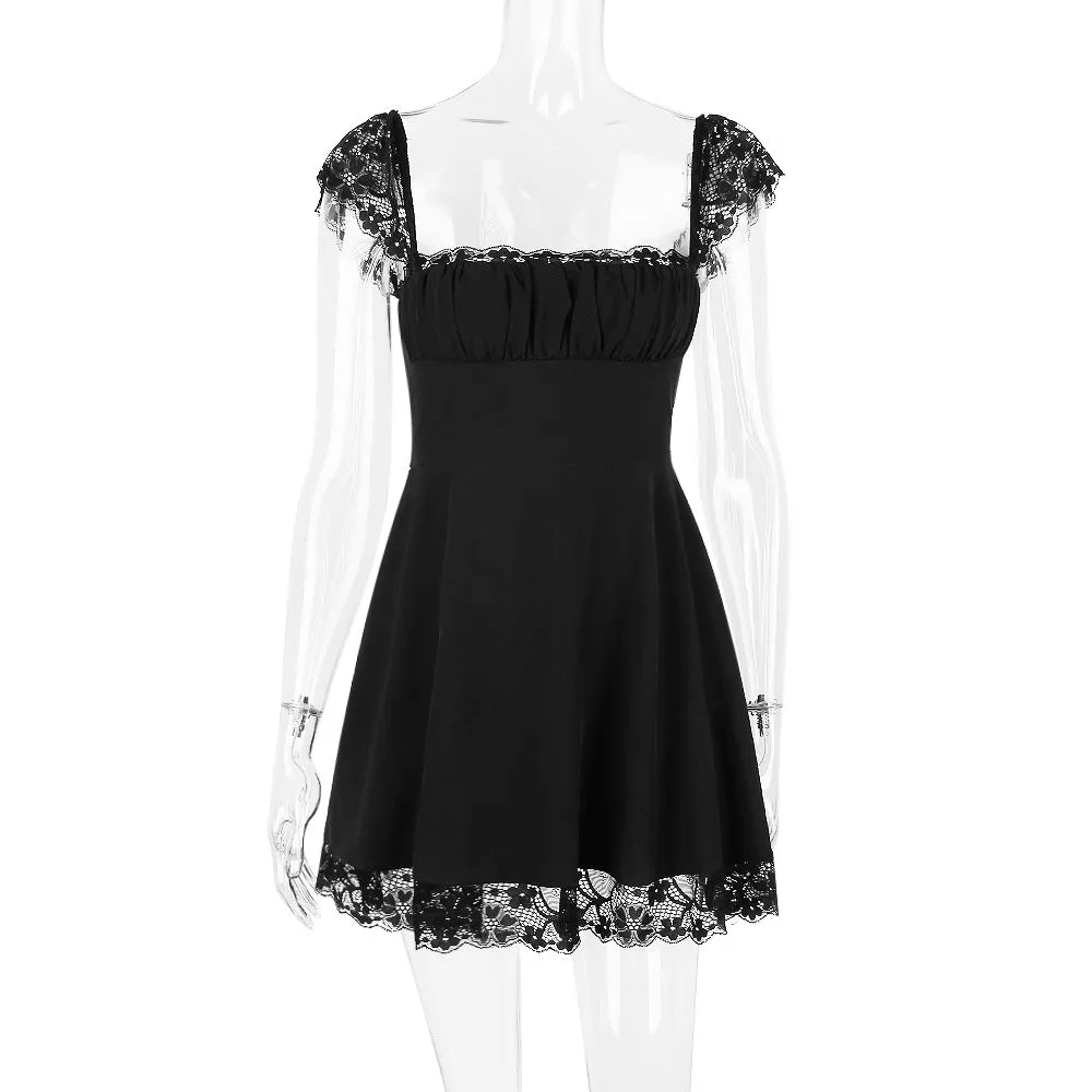 SATIN  LACE MINI DRESS