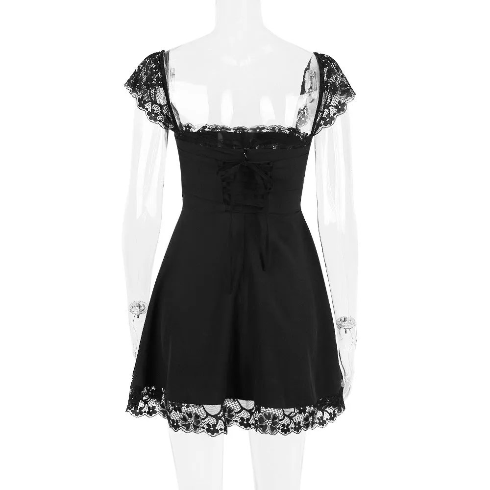 SATIN  LACE MINI DRESS