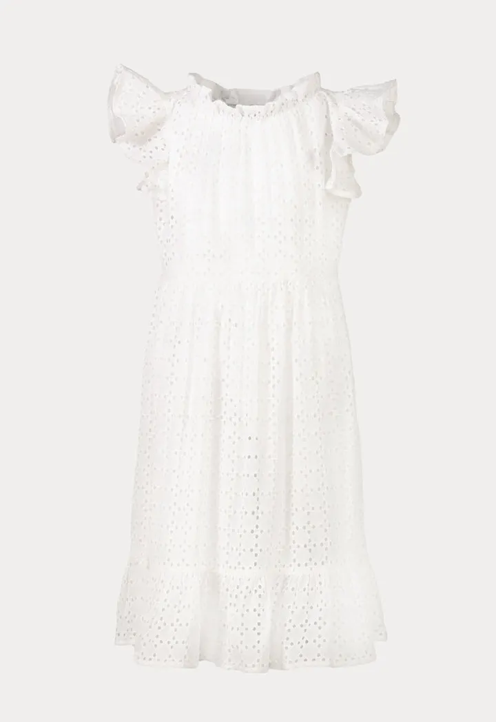 Schiffli Butterfly Frill Trim Eyelet Dress
