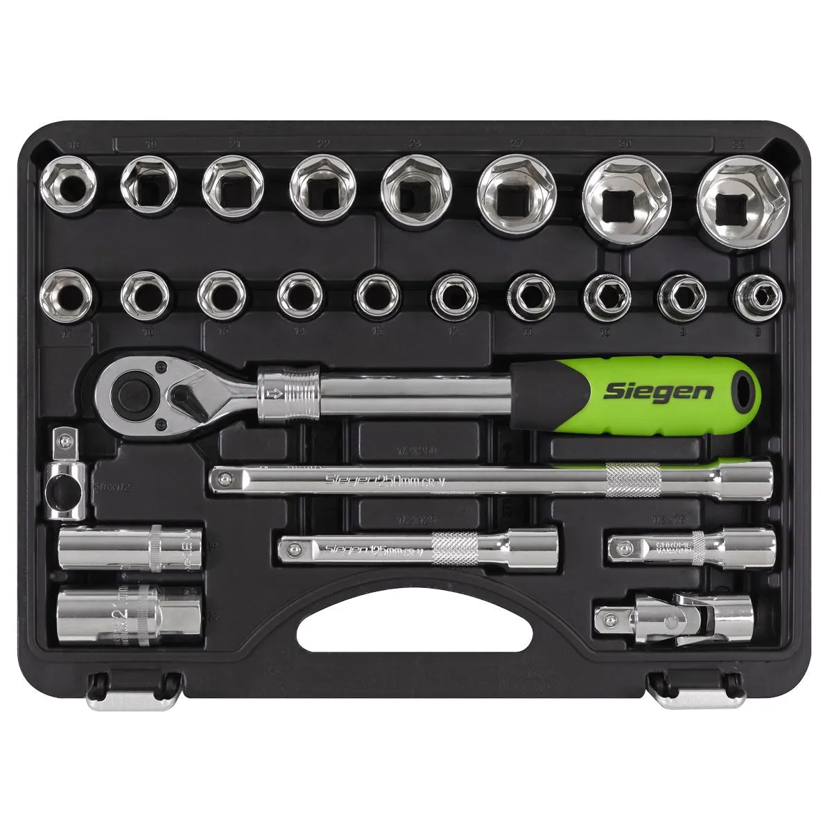 Siegen by Sealey Socket Set Extendable Ratchet 1/2"Sq Drive 26pc