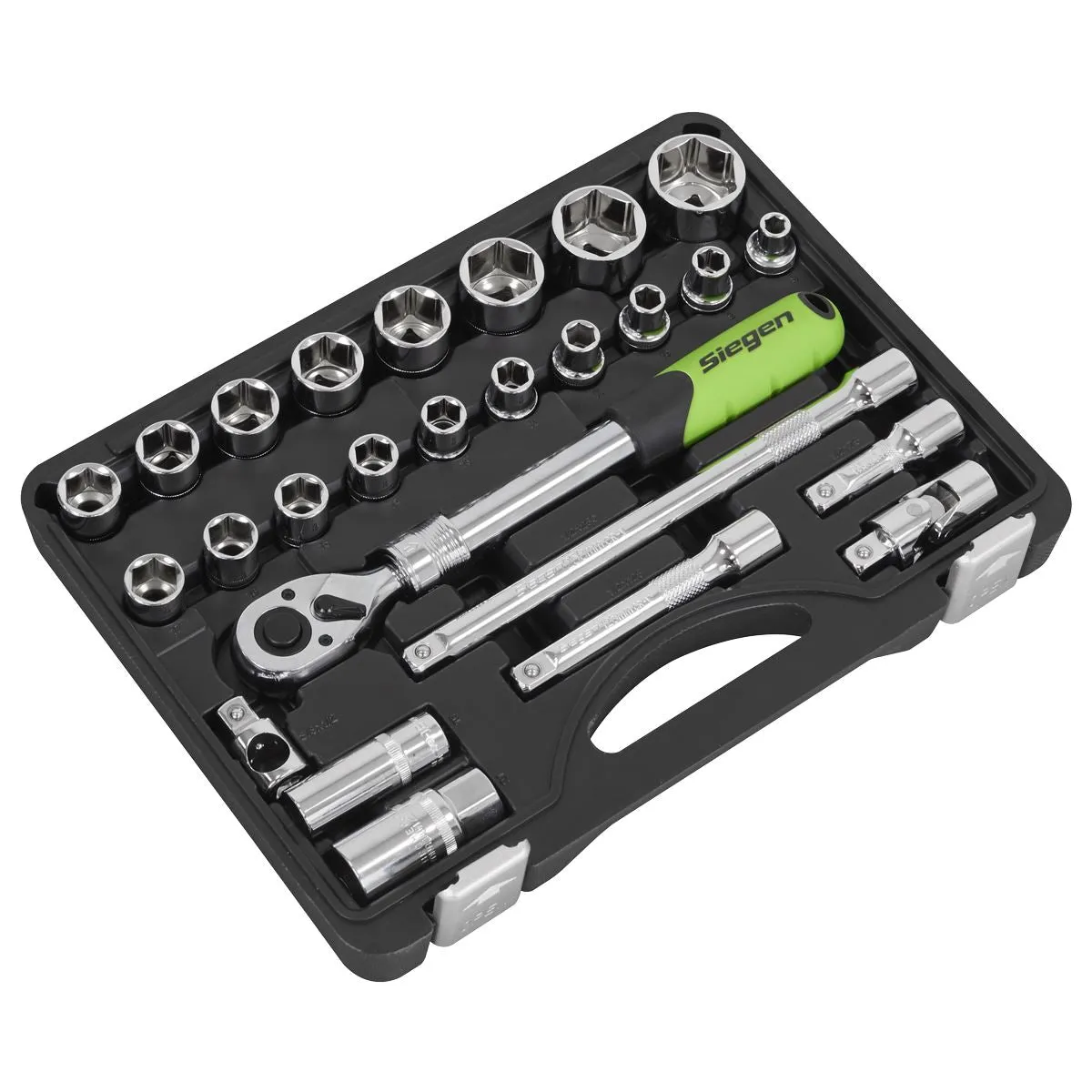 Siegen by Sealey Socket Set Extendable Ratchet 1/2"Sq Drive 26pc