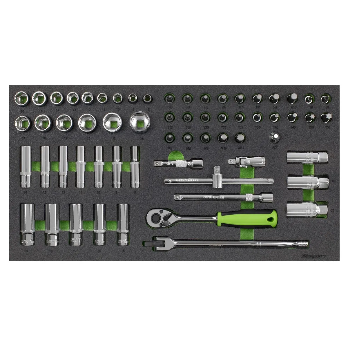 Siegen by Sealey Tool Tray with Socket Set 62pc 3/8"Sq Drive Metric