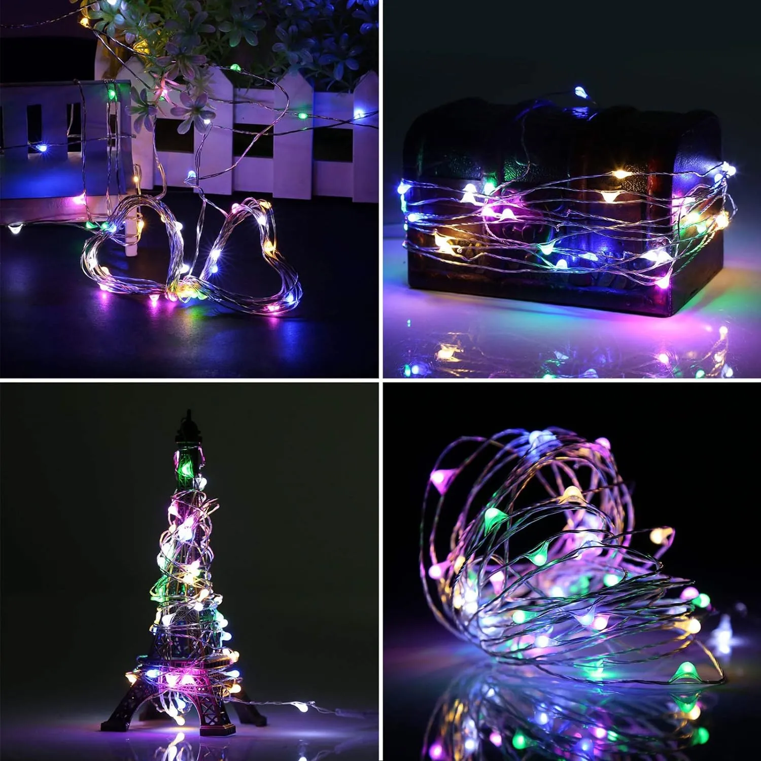 Silver Wire 33 Foot 100 LED USB Fairy String Lights with On/Off Switch