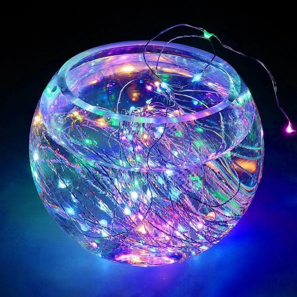 Silver Wire 33 Foot 100 LED USB Fairy String Lights with On/Off Switch