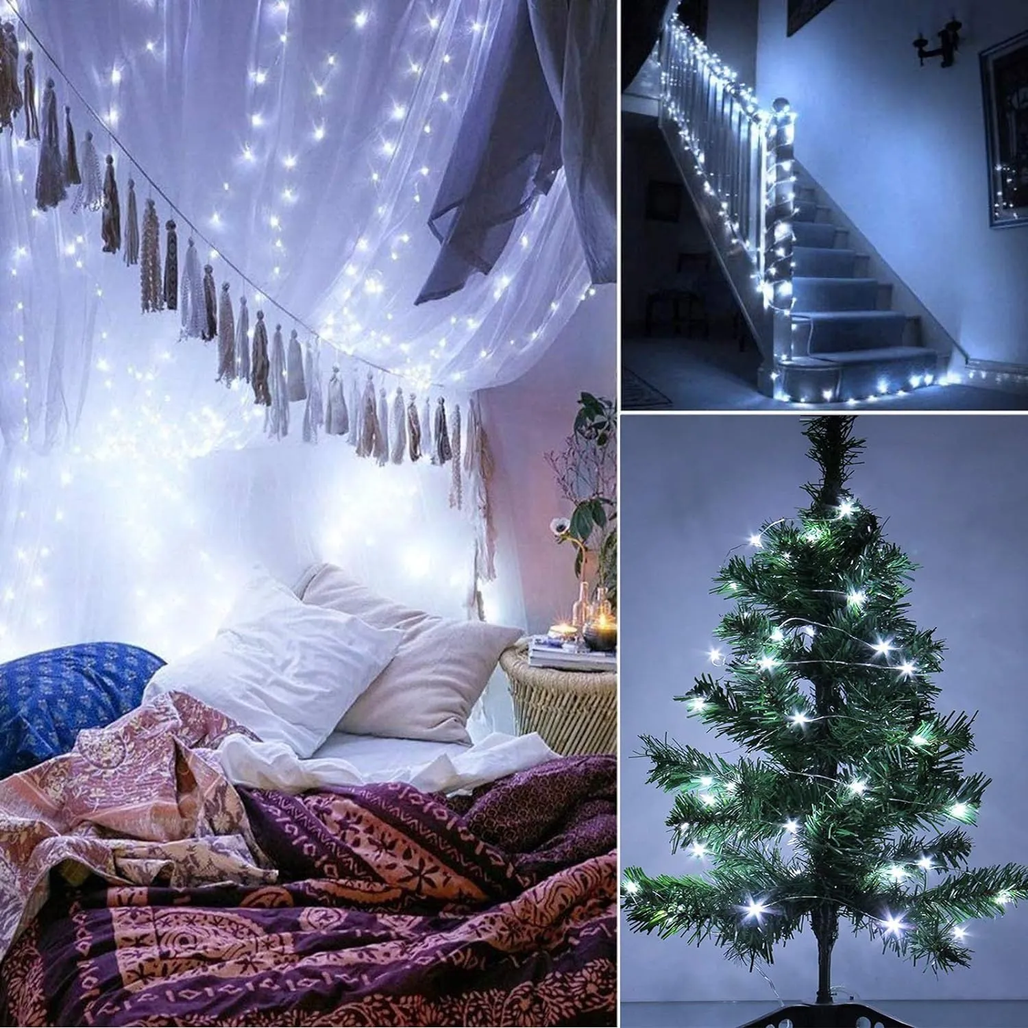 Silver Wire 33 Foot 100 LED USB Fairy String Lights with On/Off Switch
