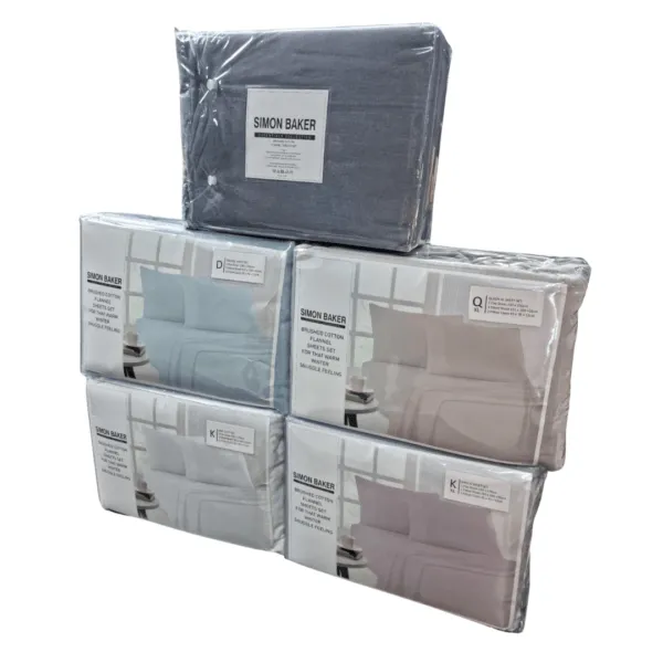 Simon Baker Cotton Flannel Winter Sheet Set Grey 4 Piece