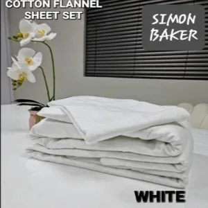 Simon Baker Cotton Flannel Winter Sheet Set White 4 Piece