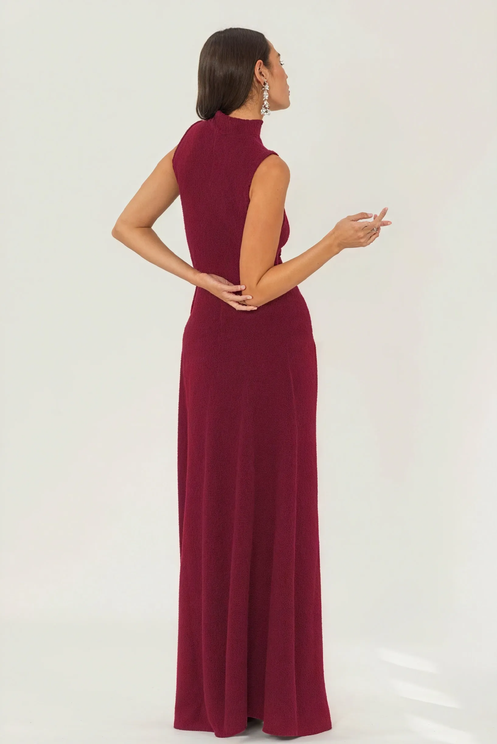 Sleeveless Floor-Length Dress with Drape Detail