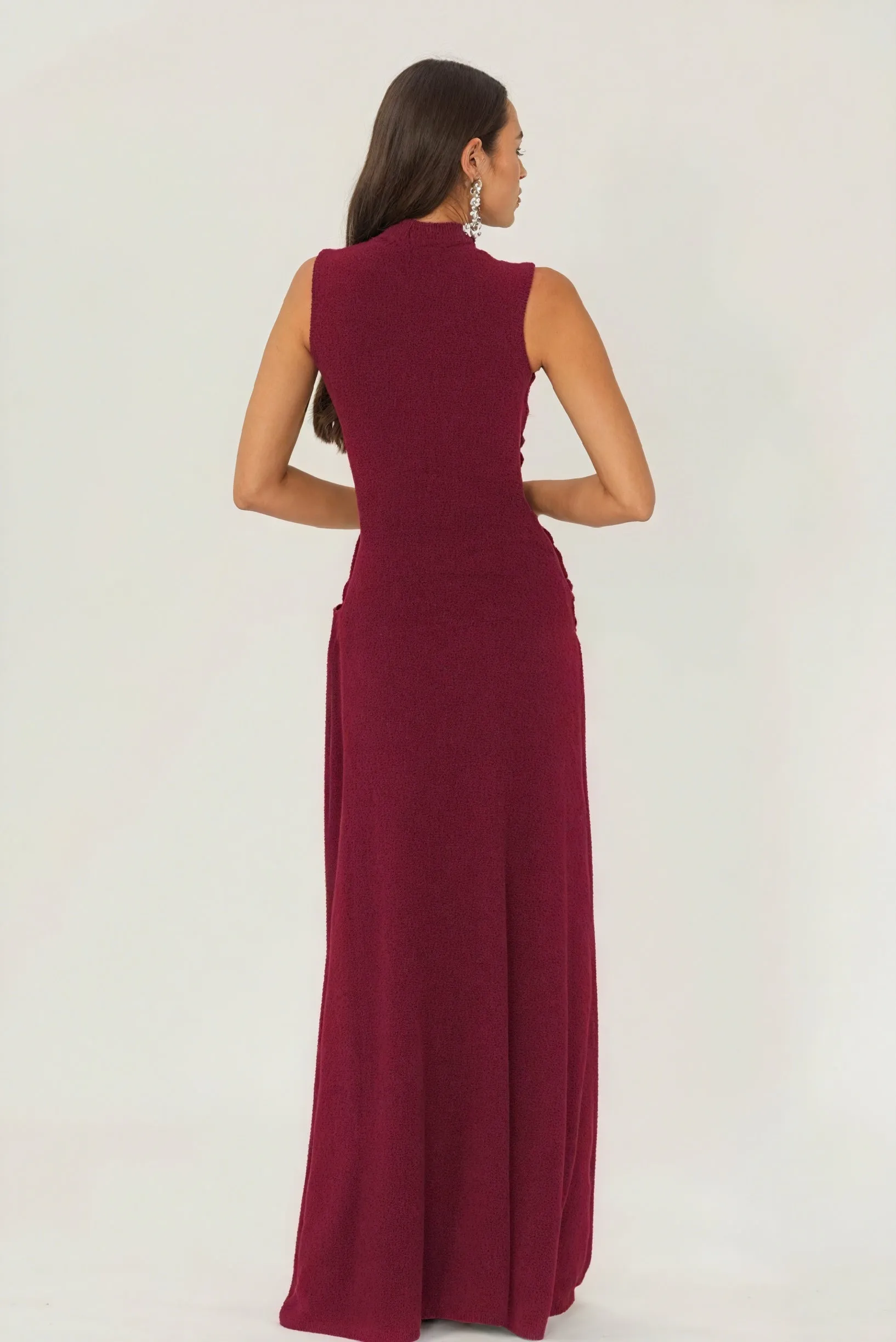 Sleeveless Floor-Length Dress with Drape Detail