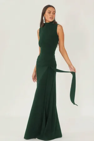 Sleeveless Floor-Length Dress with Drape Detail