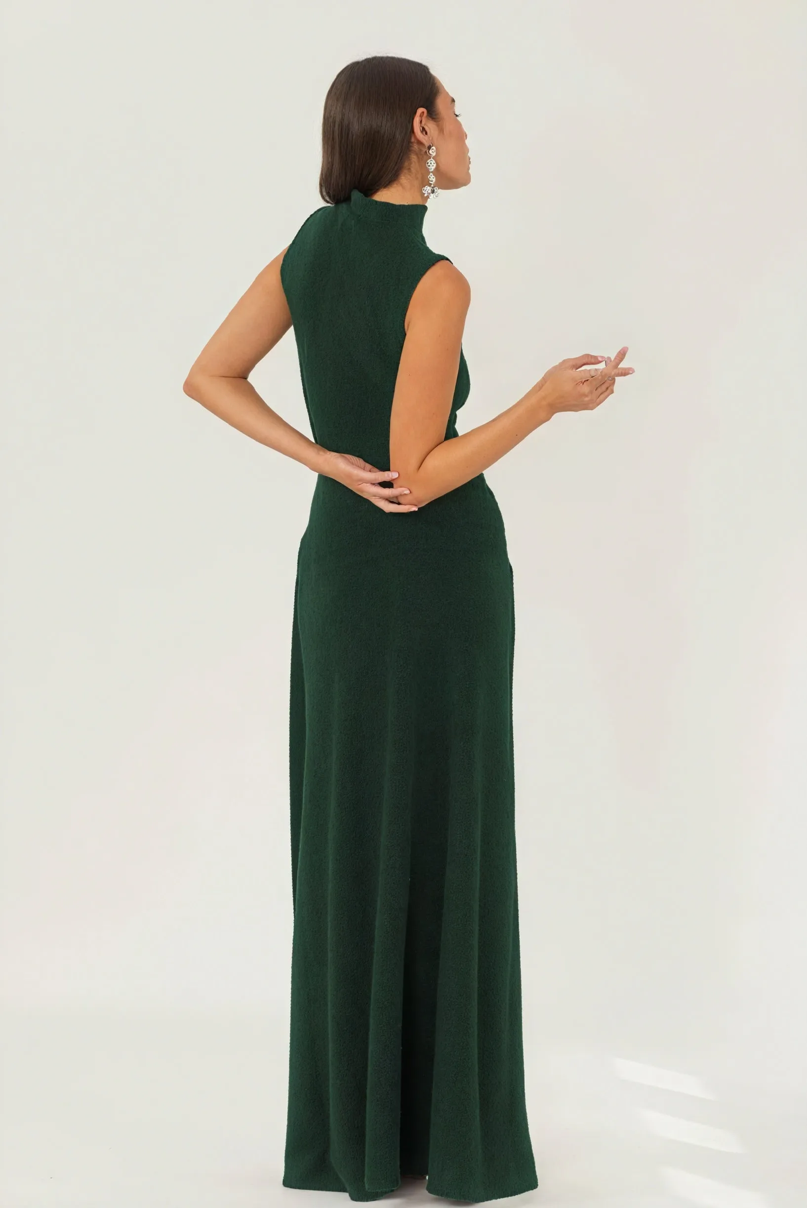 Sleeveless Floor-Length Dress with Drape Detail