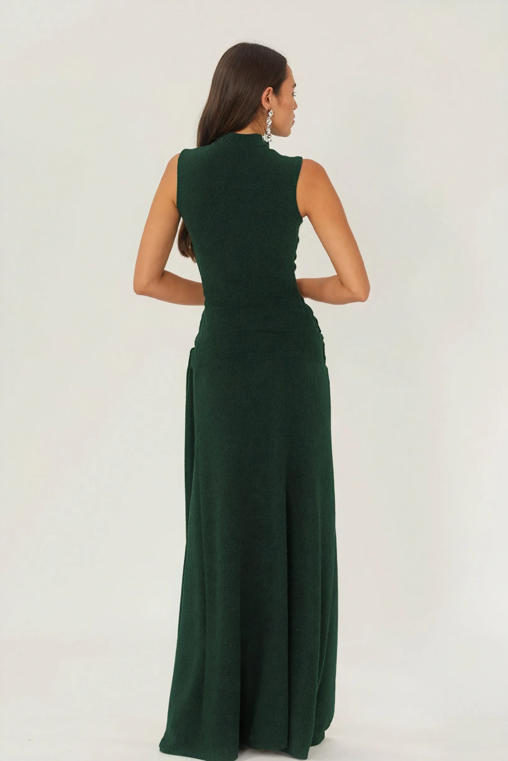 Sleeveless Floor-Length Dress with Drape Detail