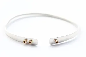Slightly Twisted Sterling Silver and 14k Gold Bracelet