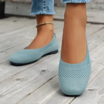 Slip-ons met vierkante neus en effen kleur mesh