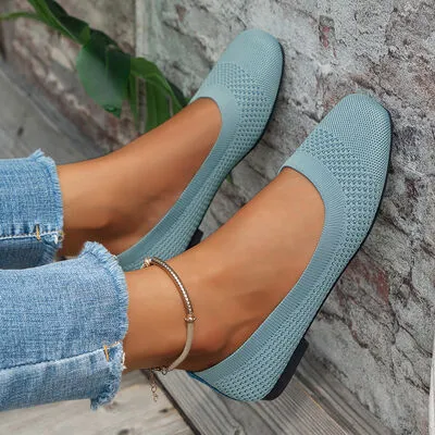 Slip-ons met vierkante neus en effen kleur mesh