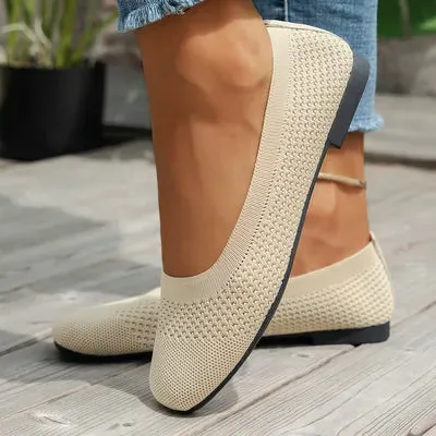 Slip-ons met vierkante neus en effen kleur mesh