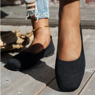 Slip-ons met vierkante neus en effen kleur mesh