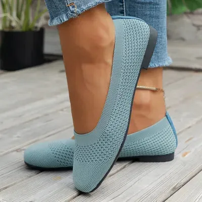Slip-ons met vierkante neus en effen kleur mesh