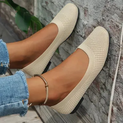 Slip-ons met vierkante neus en effen kleur mesh