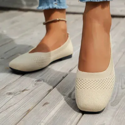 Slip-ons met vierkante neus en effen kleur mesh