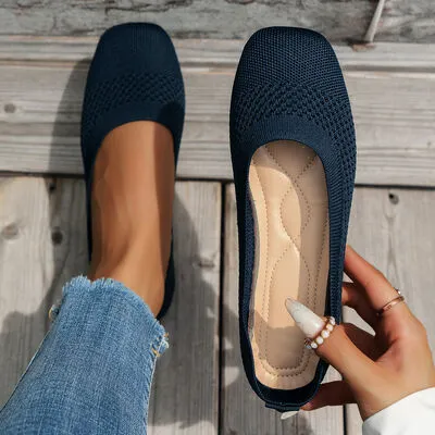 Slip-ons met vierkante neus en effen kleur mesh