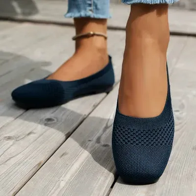 Slip-ons met vierkante neus en effen kleur mesh