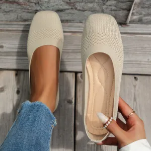 Slip-ons met vierkante neus en effen kleur mesh