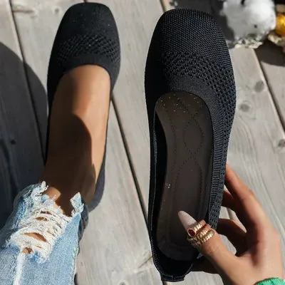 Slip-ons met vierkante neus en effen kleur mesh
